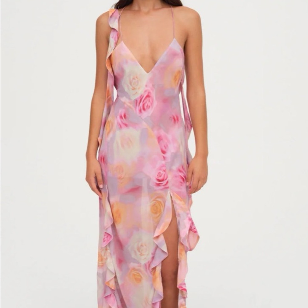 Floral Pink and Orange Women's Dress